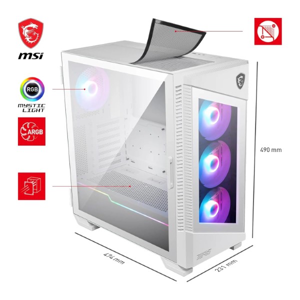 MSI MPG Velox 100R White ATX Mid-Tower RGB Cabinet