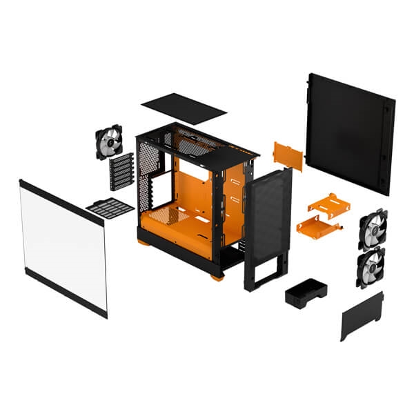 Fractal Design Pop Air RGB Orange Core TG Clear Tint ATX Mid Tempered Glass Tower Cabinet