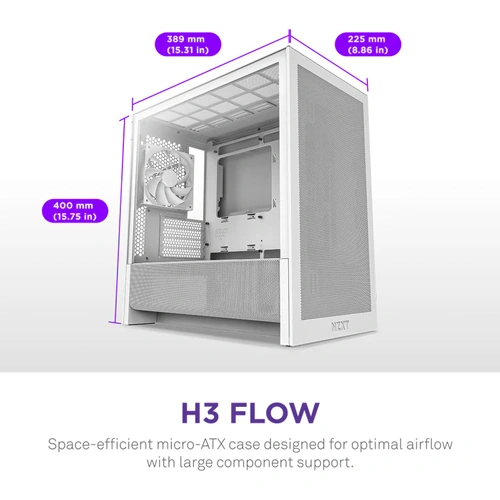 NZXT H3 Flow M-ATX Mini Tower Case (White)