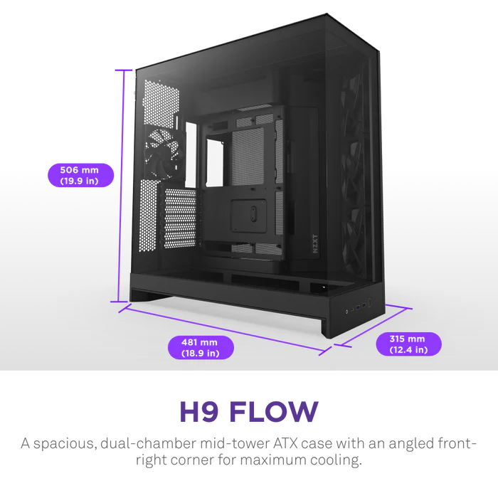 NZXT H9 Flow Large Dual-Chamber ATX Mid-Tower Case (Black)