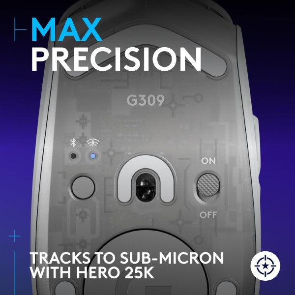 Logitech G309 Lightspeed White Wireless Gaming Mouse with Hero 25K Sensor