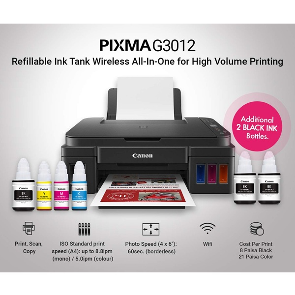 Canon Pixma G3012 All-in-One Multifunction Wireless Ink tank Color Printer