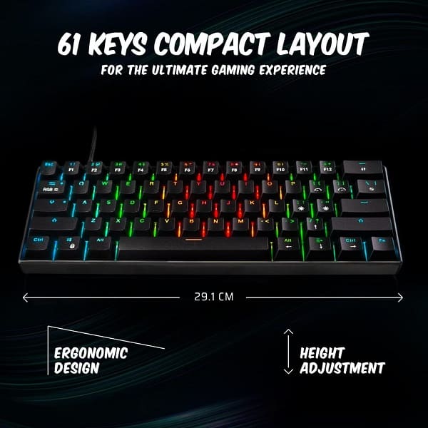 Cosmic Byte CB-GK-21 Themis 61 Key Mechanical Gaming Keyboard with Outemu Blue Switch and Per Key RGB (Black)
