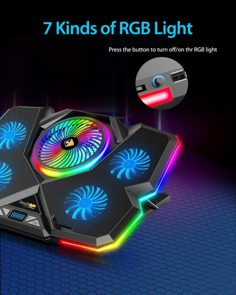 Cosmic Byte Cyclone RGB Laptop Cooling Pad 5 Fan