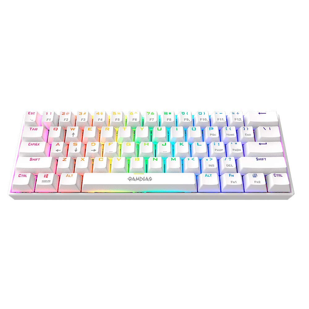 Gamdias Hermes E3 RGB Wired 60 Keys Mechanical Keyboard with Red Switch (White)