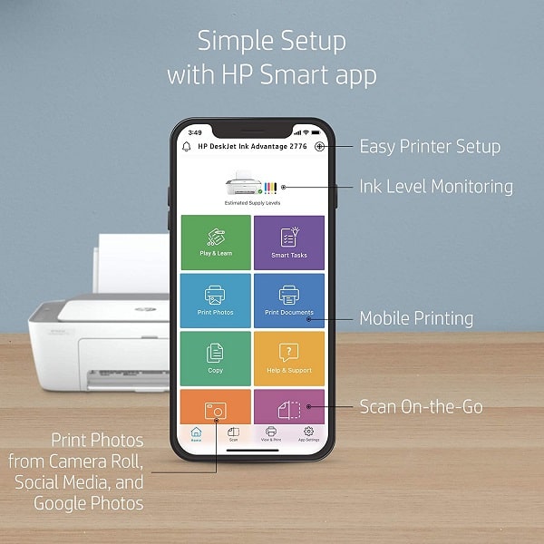 HP Deskjet 2338 All-in-One Printer Scanner and Copier (White)