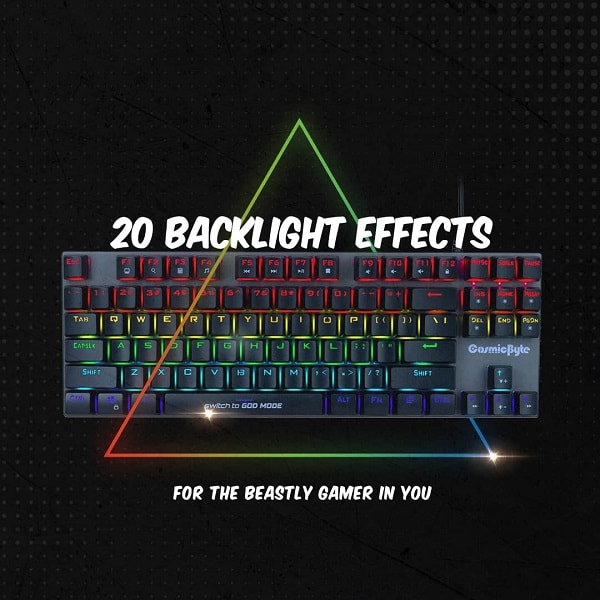 Cosmic Byte CB-GK-25 Pandora TKL RGB Mechanical Keyboard with Outemu Blue Switches (Black/Grey)