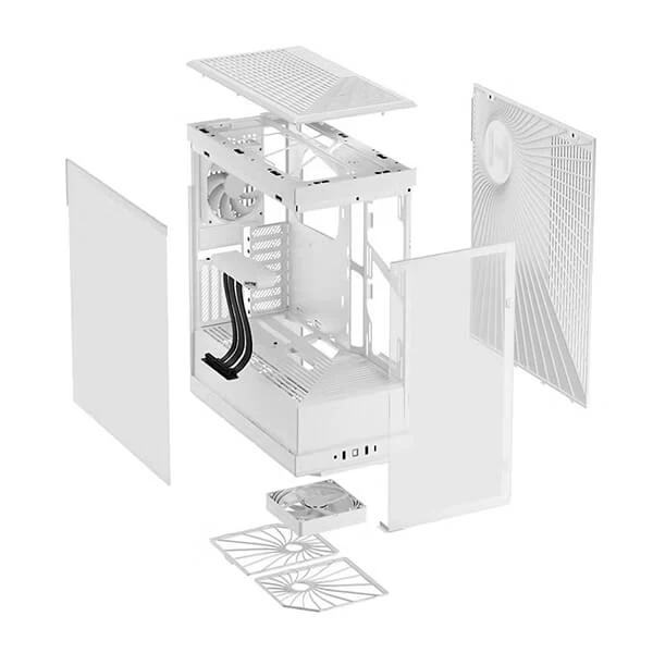 Hyte Y40 TG White Mid-Tower ATX Cabinet with PCIe 4.0 Riser (White)
