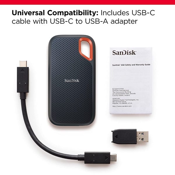 Sandisk Extreme E61 2TB Portable SSD with Up to 1050MB/s Read, 1000MB/s Write Speed and IP55 Water/Dust Resistance