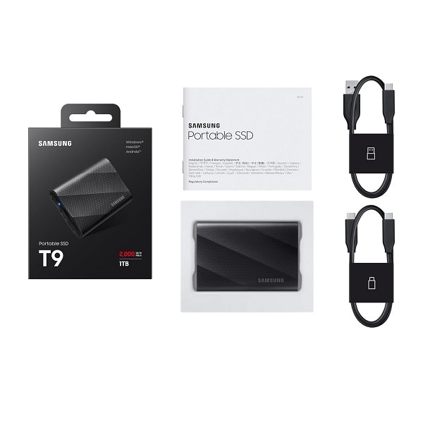 Samsung T9 Portable 1TB External SSD with USB 3.2 Interface for up to 2000 MB/s Read Speed