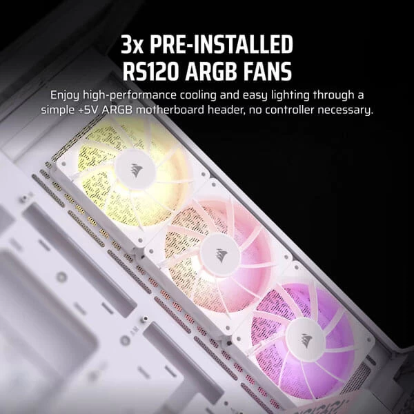 Corsair 3500X ARGB White Mid-Tower E-ATX Gaming Cabinet with tempered Glass Side Panel
