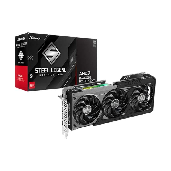 AsRock Radeon RX 9070XT Steel Legend Dark 16GB GDDR6 Graphics Card