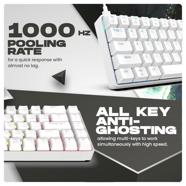 Cosmic Byte CB-GK-36 Artemis 68 Key Per Key RGB Wired Mechanical Gaming Keyboard with Outemu Blue Swappable Switches and Software (White)
