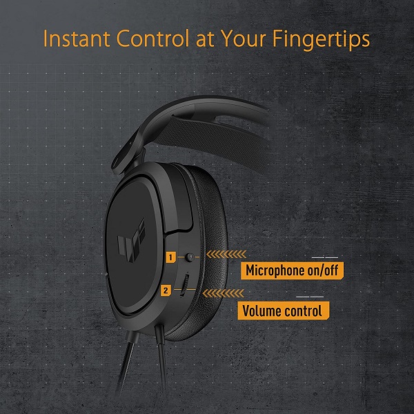 ASUS TUF Gaming H1 gaming headphone with Discord and Teamspeak certified microphone and 7.1 surround sound