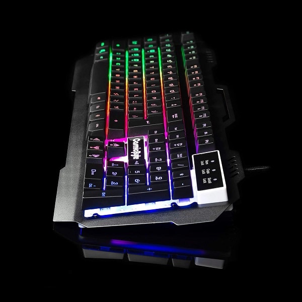 Cosmic Byte CB-GK-05 Titan Rainbow Backlit Membrane Keyboard with Braided Wired Cable (Black)