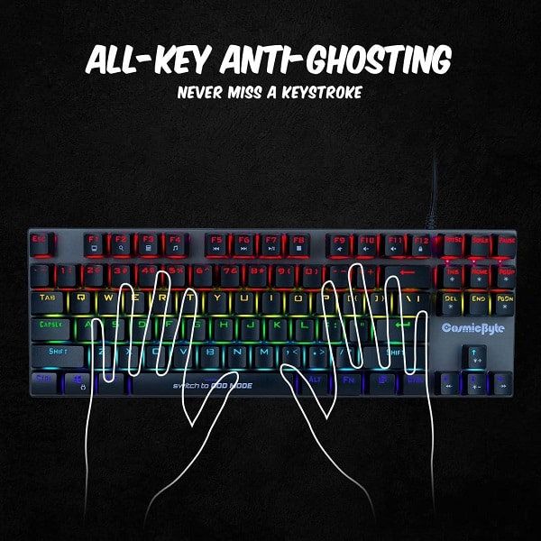 Cosmic Byte CB-GK-26 Pandora TKL RGB Mechanical Keyboard with Outemu Red Switches (Black/Grey)