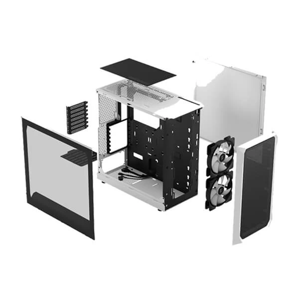 Fractal Design Focus 2 RGB WH Mid-Tower ATX Cabinet with Front Mesh and Tempered Glass Side Panel (White)