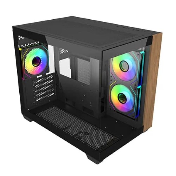Cooler Master Elite 481 Wood ARGB M-ATX Mini Tower Gaming Cabinet (Black)