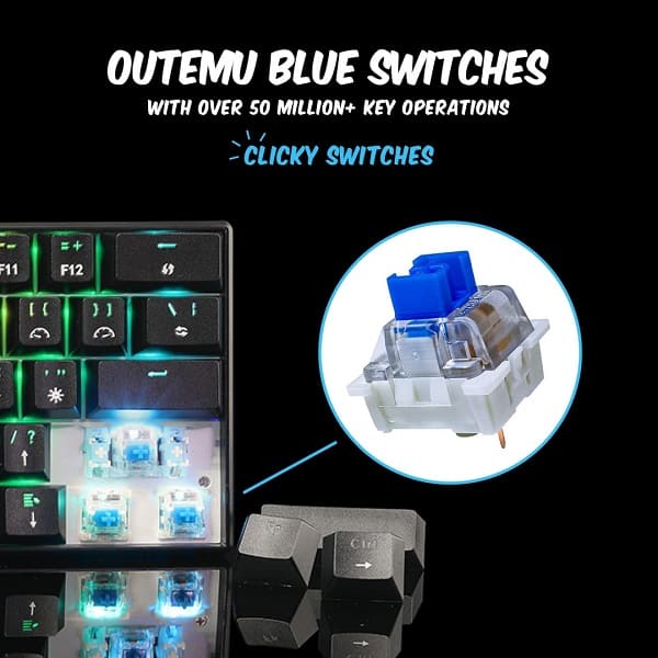 Cosmic Byte CB-GK-21 Themis 61 Key Mechanical Gaming Keyboard with Outemu Blue Switch and Per Key RGB (Black)