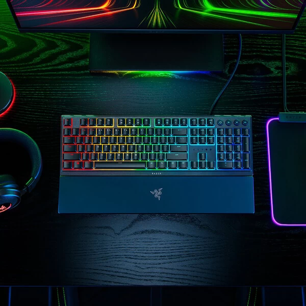 Razer Ornata V3 Mecha-Membrane Full-Size Gaming RGB Keyboard with Magnetic Wrist Rest (Black)
