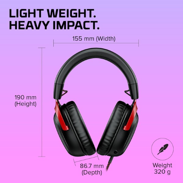 HyperX Cloud III Wired Gaming Headset With 53mm Sound Driver Black and Red