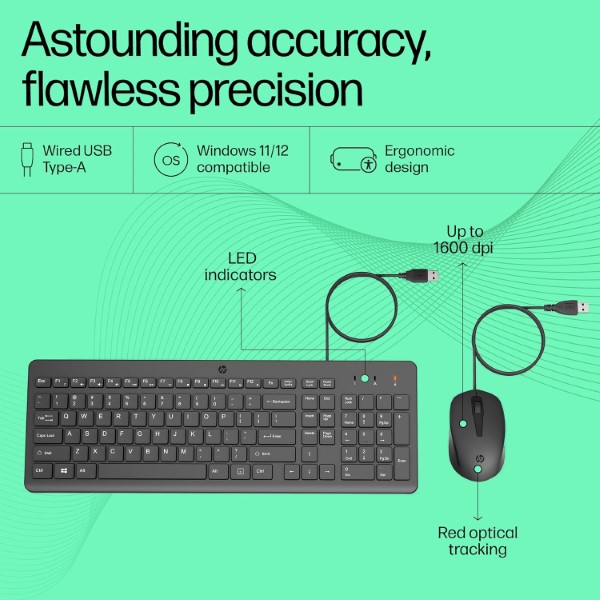 HP KM150 Wired Keyboard and Mouse Combo