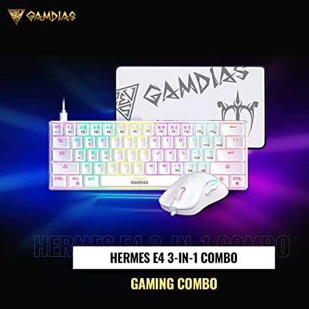 Gamdias Hermes E4 3-in-1 Combo with RGB Mechanical Gaming Keyboard RGB Mouse and Mousepad (White)