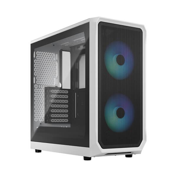 Fractal Design Focus 2 RGB WH Mid-Tower ATX Cabinet with Front Mesh and Tempered Glass Side Panel (White)