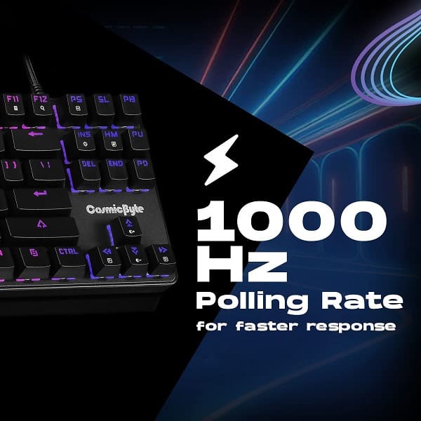 Cosmic Byte CB-GK-34 Firefly Ten-Keyless Wired RGB Mechanical Keyboard with Hot Swappable Outemu Red Switch (Black)