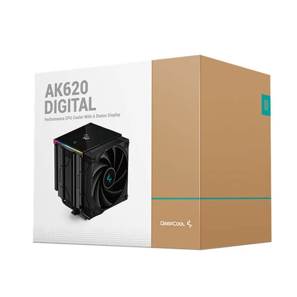 Deepcool AK620 Digital 120mm Dual Tower CPU Air Cooler with Real-Time Status Screen Display