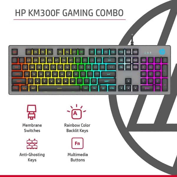 HP KM300F RGB Wired Keyboard and Mouse Gaming Combo with Adjustable DPI