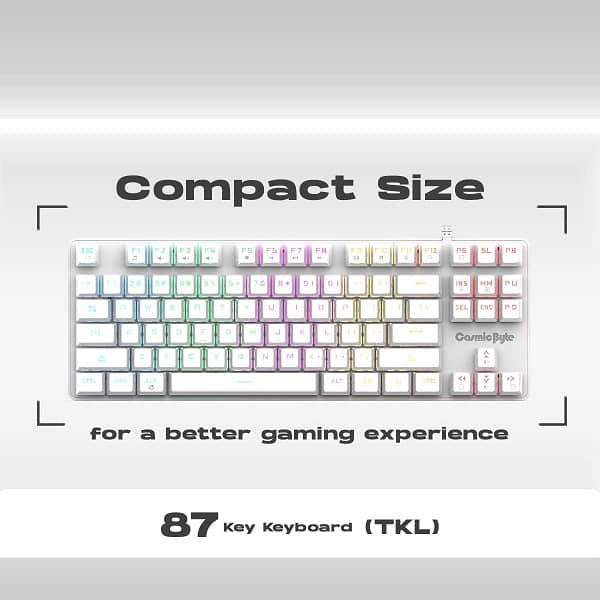 Cosmic Byte CB-GK-37 Firefly RGB TKL Mechanical Keyboard with Swappable Outemu Red Switch (White)