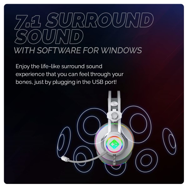 Cosmic Byte Proteus White Headset Dual Input USB and 3.5mm, 7.1 Surround Sound