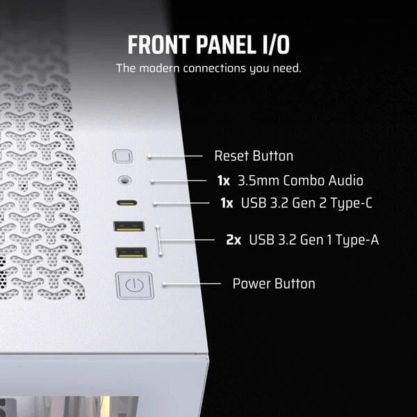 Corsair 3500X ARGB White Mid-Tower E-ATX Gaming Cabinet with tempered Glass Side Panel