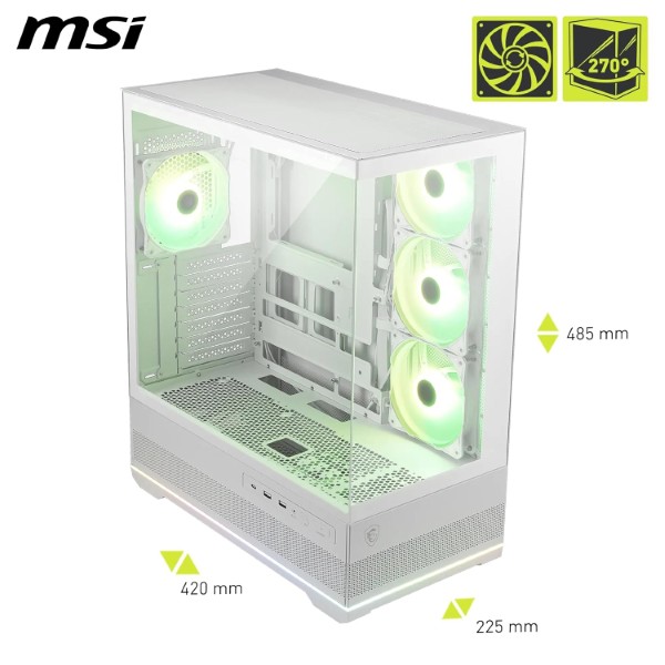 MSI MAG Pano 110R PZ White Mid-Tower ATX Gaming Cabinet (White)