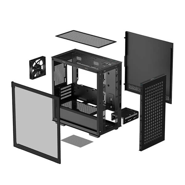 DeepCool CH370 M-ATX Mini-Tower Cabinet With Tempered Glass Side Panel (Black)