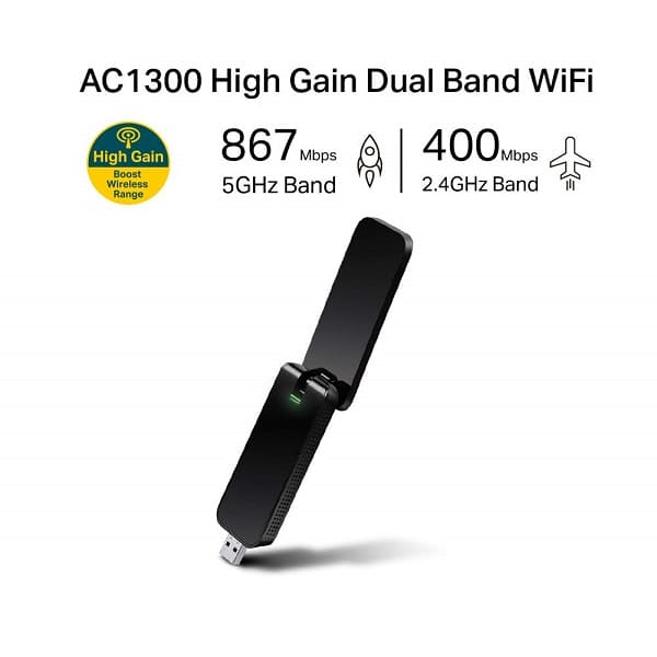 TP-Link Archer T4U AC1300 Dual Band Wireless USB 3.0 WiFi Adapter with WPS Button
