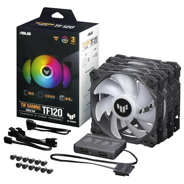 Asus TUF Gaming TF120 ARGB 120mm triple fan kit with ARGB controller (black)