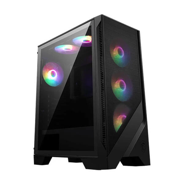 MSI MAG Forge 100R Gaming PC Case - Black | ATX/M-ATX/Mini-ITX Compatible |  Tempered Glass, Magnetic Dust Filter | Mystic Light RGB | 3X 120mm Fans 