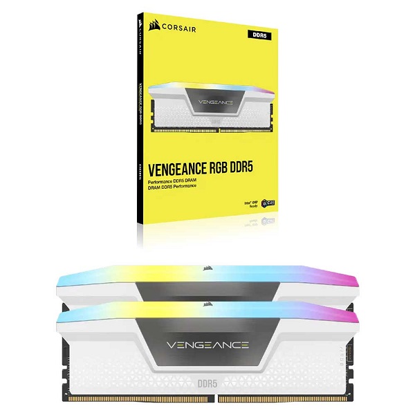 Corsair Vengeance RGB DDR5 32GB (16GB x 2) 6000MHz Desktop RAM (White)