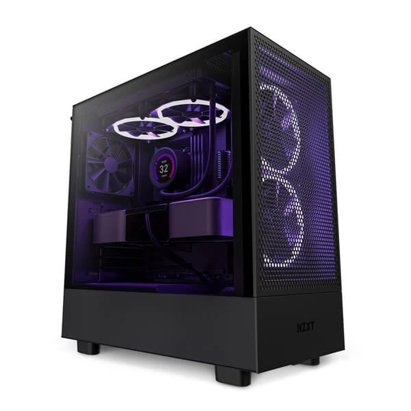 NZXT H5 Flow Mid-Tower ATX Gaming Cabinet with Tempered Glass Side Panel (Black)