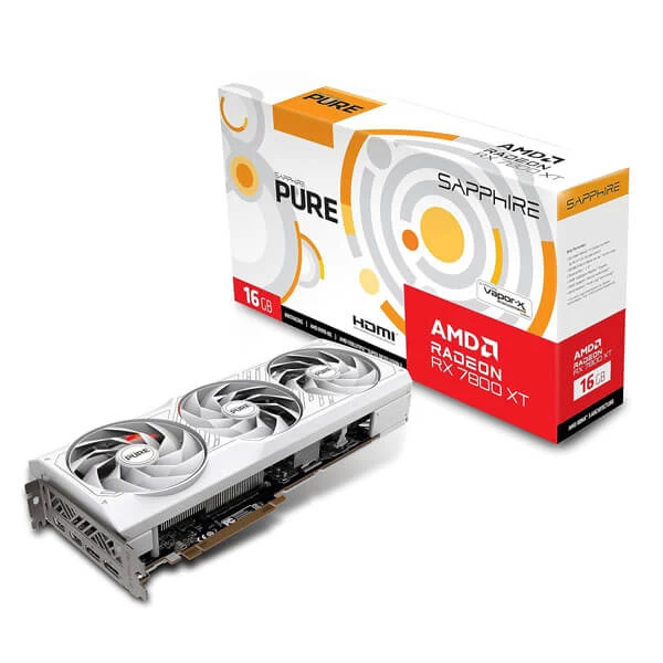 Sapphire Pure RX 7800XT OC 16GB GDDR6 256-Bit Graphics Card Powered by AMD Radeon (White)