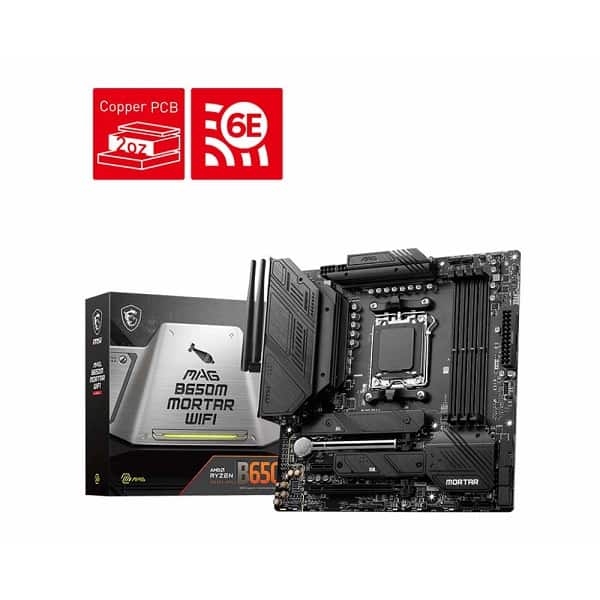 MSI MAG B650M Mortar WiFi AMD AM5 LGA 1718 DDR5 M-ATX Motherboard for Ryzen 7000 Series Desktop Processors