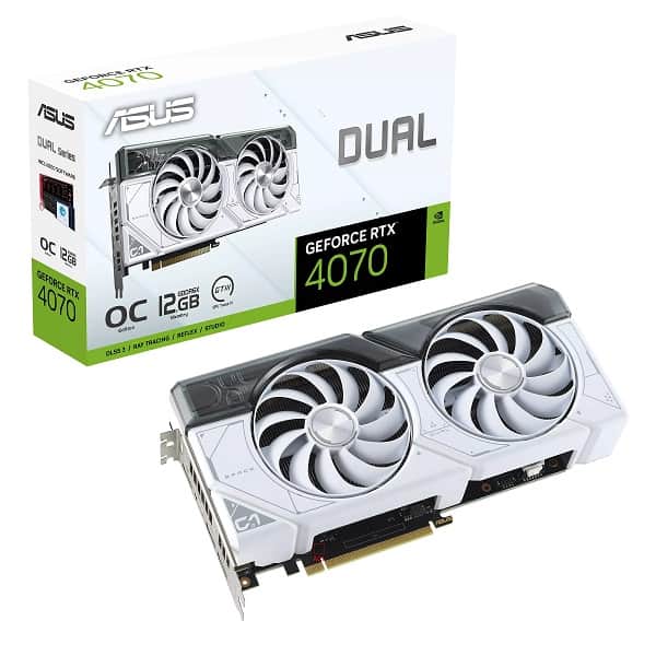 Asus Dual GeForce RTX 4070 OC WH Edition 12GB GDDR6X graphics card (white)