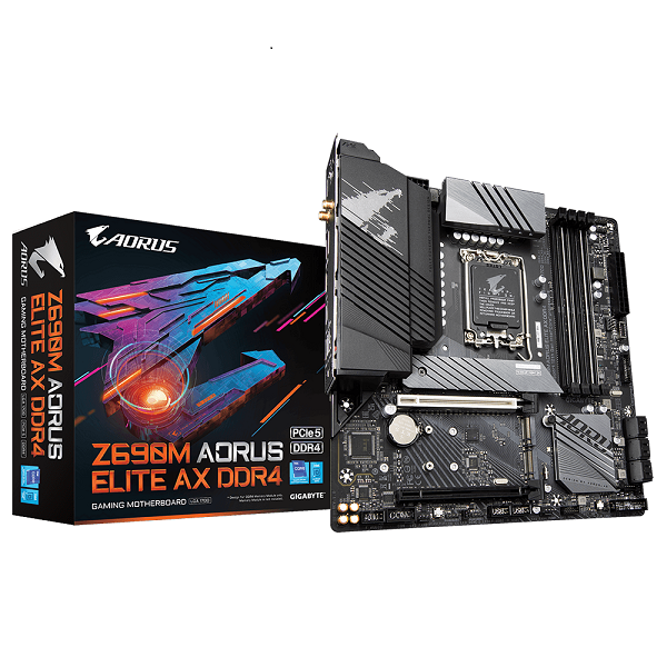 Gigabyte Z690M Aorus Elite AX DDR4 Intel 12th Gen Lga1700 Micro ATX Motherboard