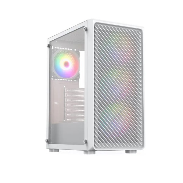 Clarion JM-CARBON White Mid-Tower ATX Gaming Cabinet with 4 Pre-Installed ARGB Fans