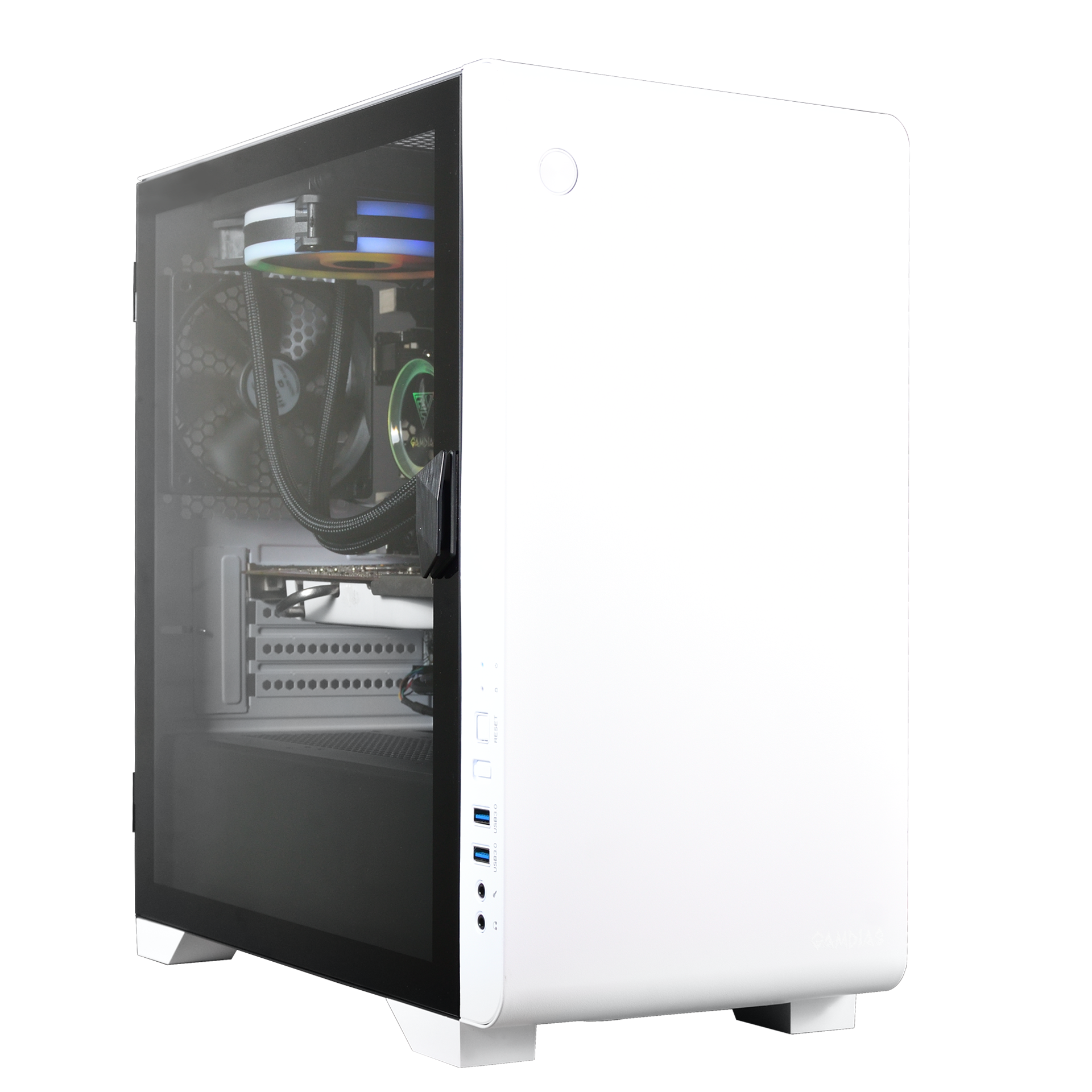 Gamdias Mars E2 White Micro Tower Gaming Cabinet with Side Tempered Glass