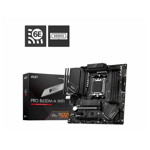 MSI PRO B650M-A WiFi AMD AM5 LGA 1718 DDR5 M-ATX Motherboard for Ryzen 7000 Series Desktop Processors