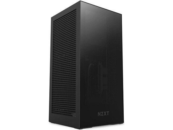 NZXT H1 Version 2 Mini-ITX Dual Chamber Cabinet with Built-in 140mm AIO Liquid Cooler and 750 Watt 80 Plus Gold SFX Power Supply and PCIe 4.0 Riser Cable (Black)