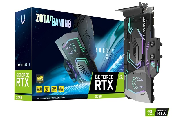 Zotac Gaming GeForce RTX 3090 Arctic Storm 24GB GDDR6X Graphics Card with Custom GPU Waterblock